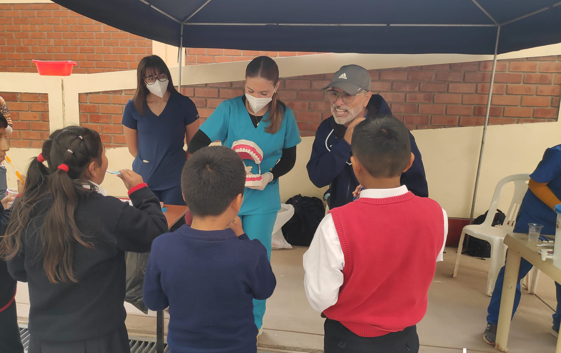 Toothbrushing station during a MEDLIFE mobile clinic