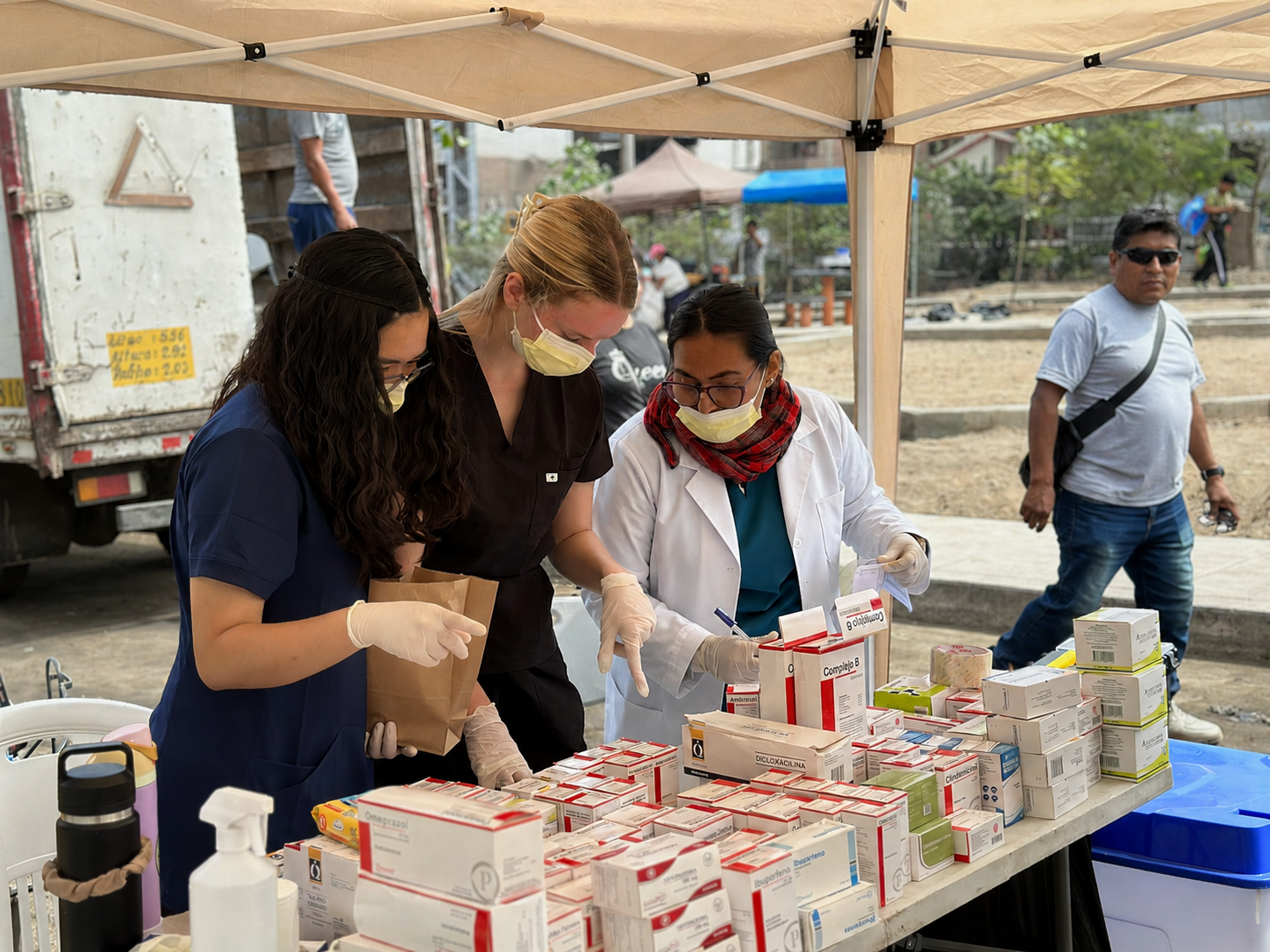 Pharmacy station during a MEDLIFE mobile clinic