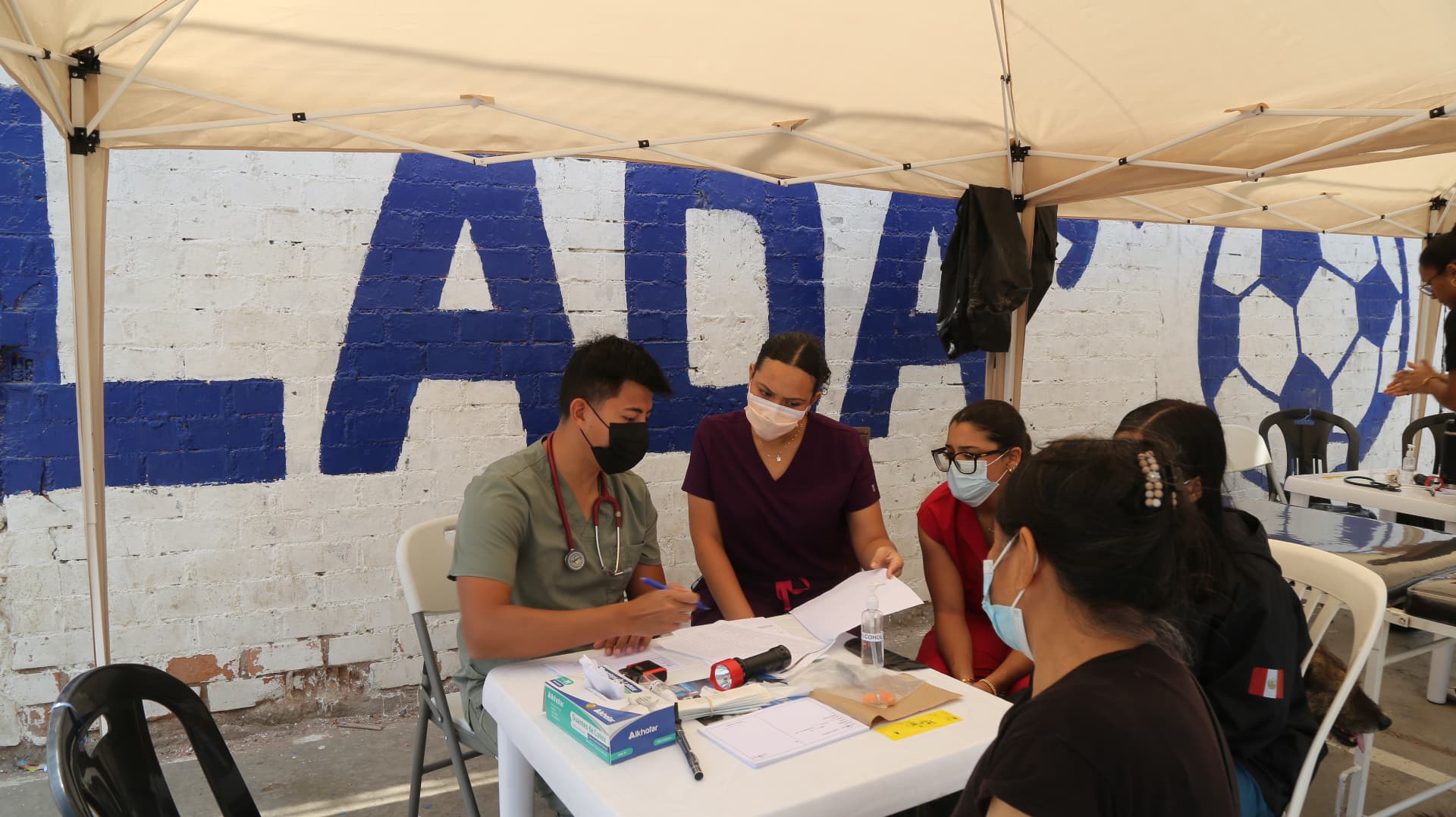 Triage station during a MEDLIFE mobile clinic