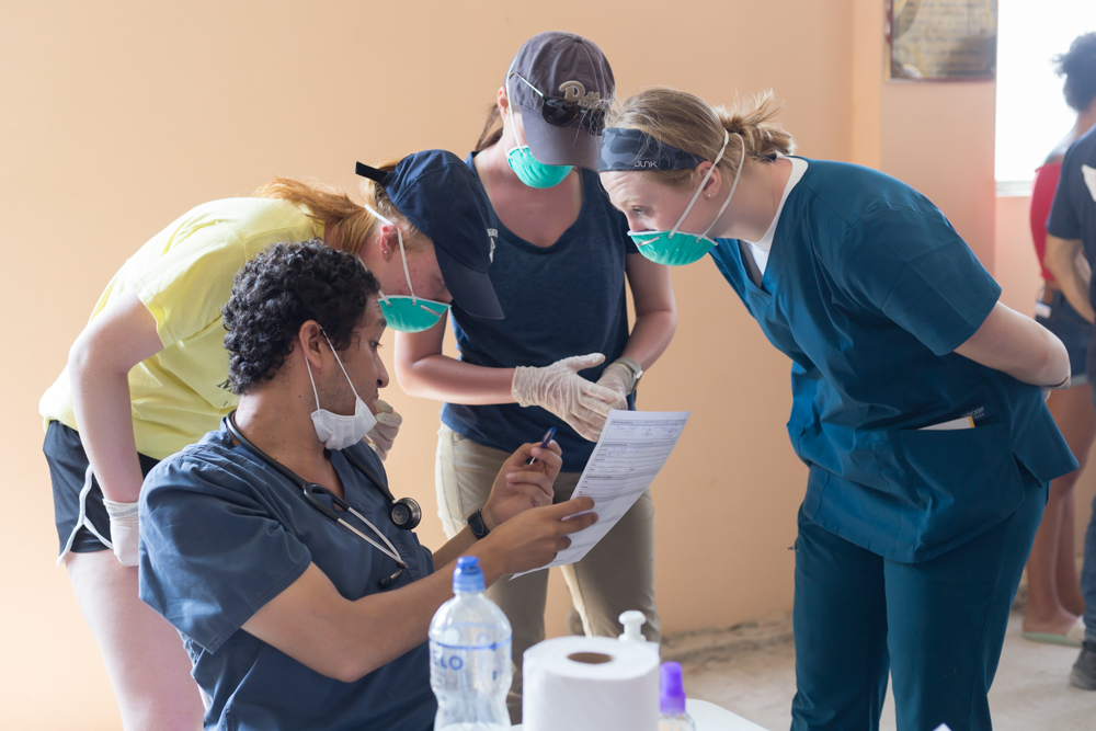 Triage station during a MEDLIFE mobile clinic