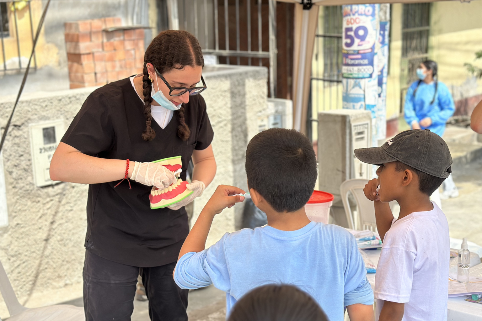 Toothbrushing station during a MEDLIFE mobile clinic