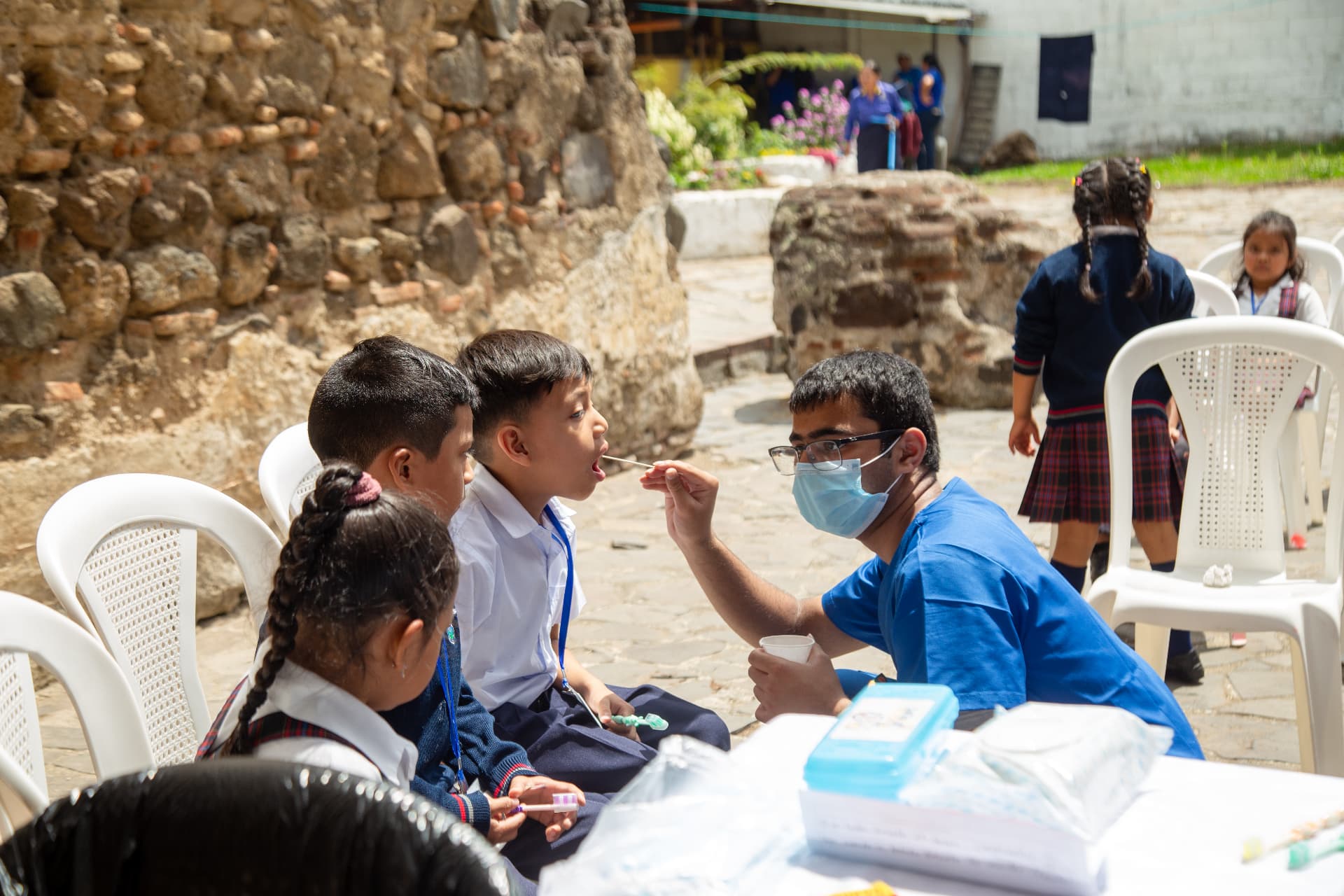 Toothbrushing station during a MEDLIFE mobile clinic