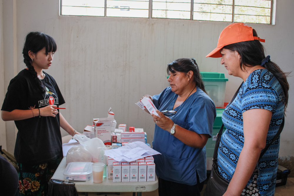 Pharmacy station during a MEDLIFE mobile clinic