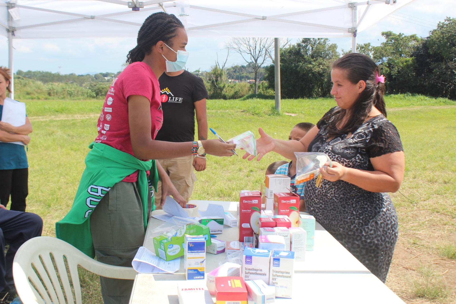 Pharmacy station during a MEDLIFE mobile clinic