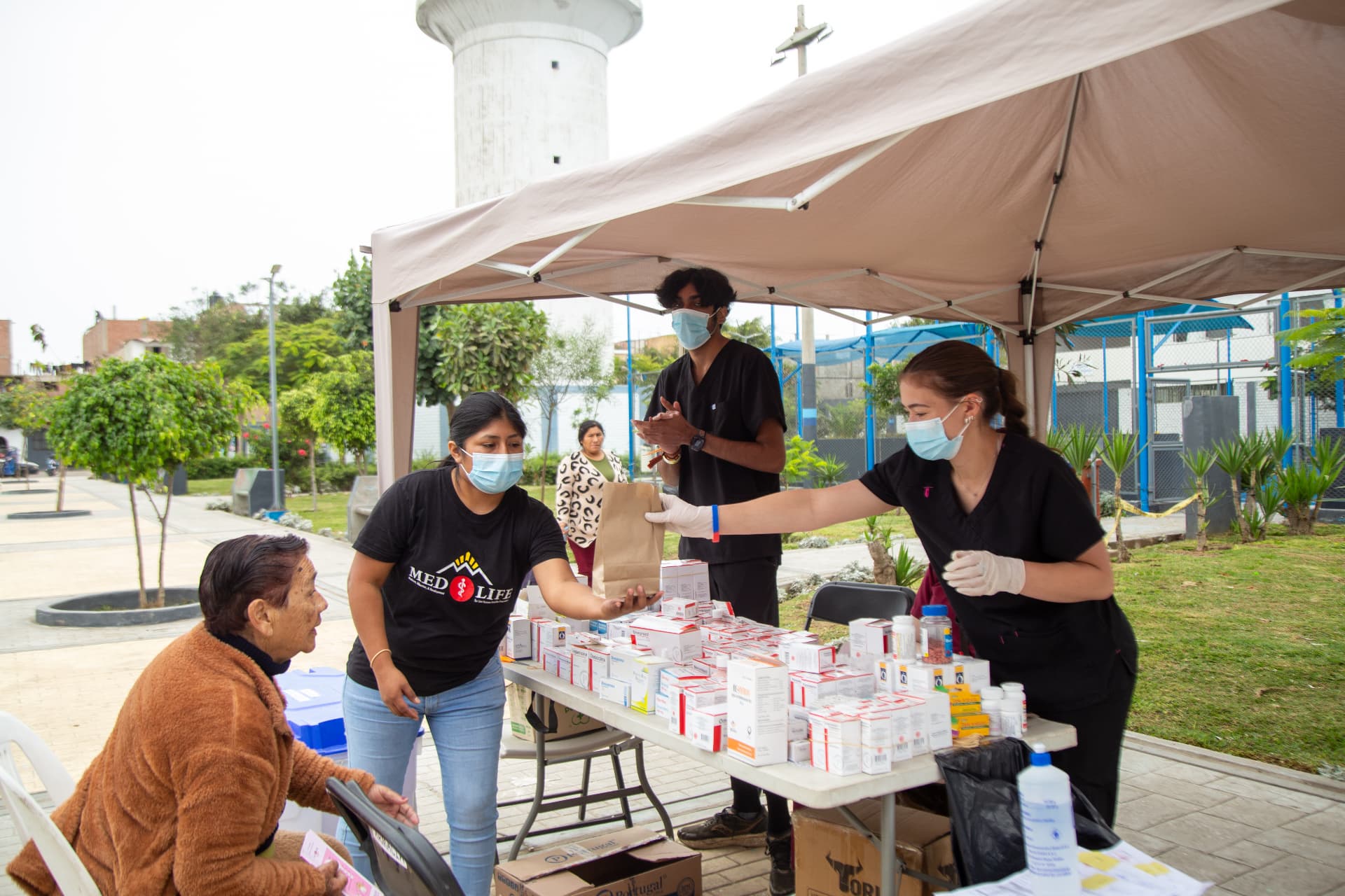 Pharmacy station during a MEDLIFE mobile clinic