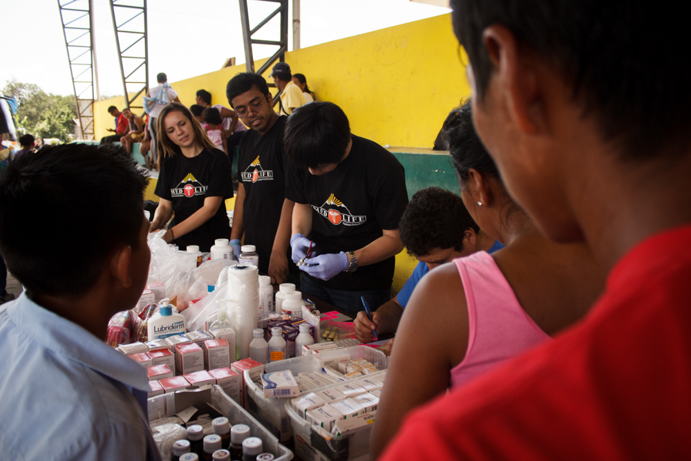 Pharmacy station during a MEDLIFE mobile clinic