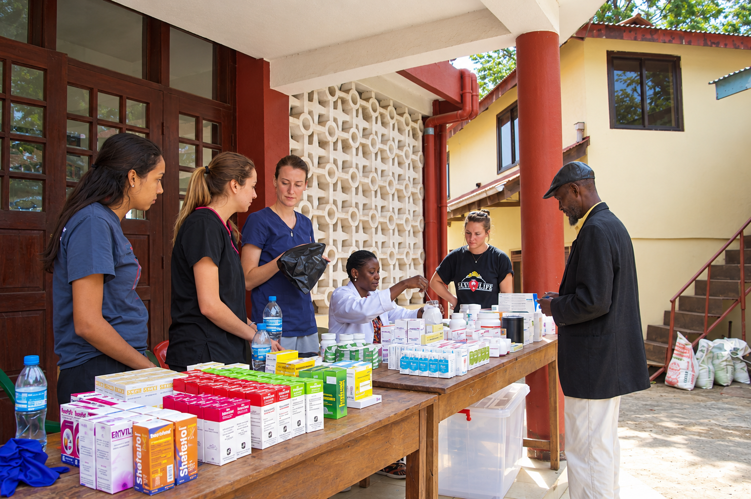 Pharmacy station during a MEDLIFE mobile clinic