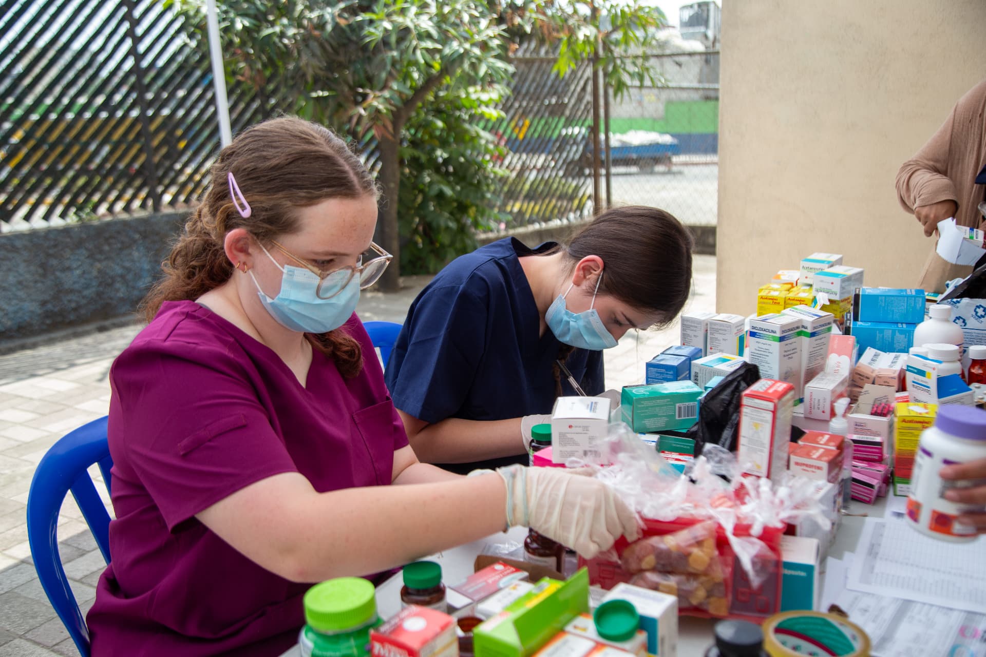 Pharmacy station during a MEDLIFE mobile clinic