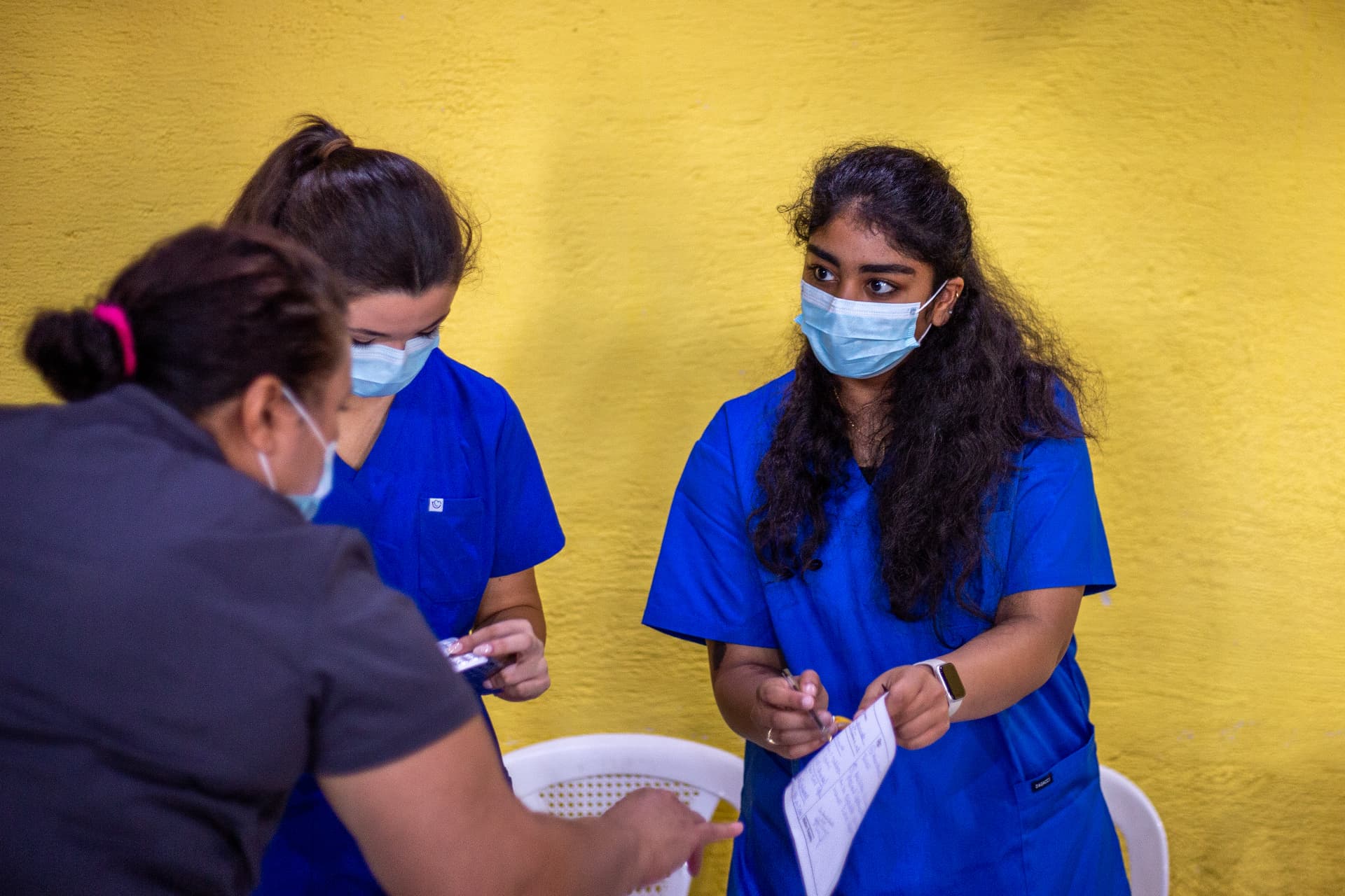 Triage station during a MEDLIFE mobile clinic