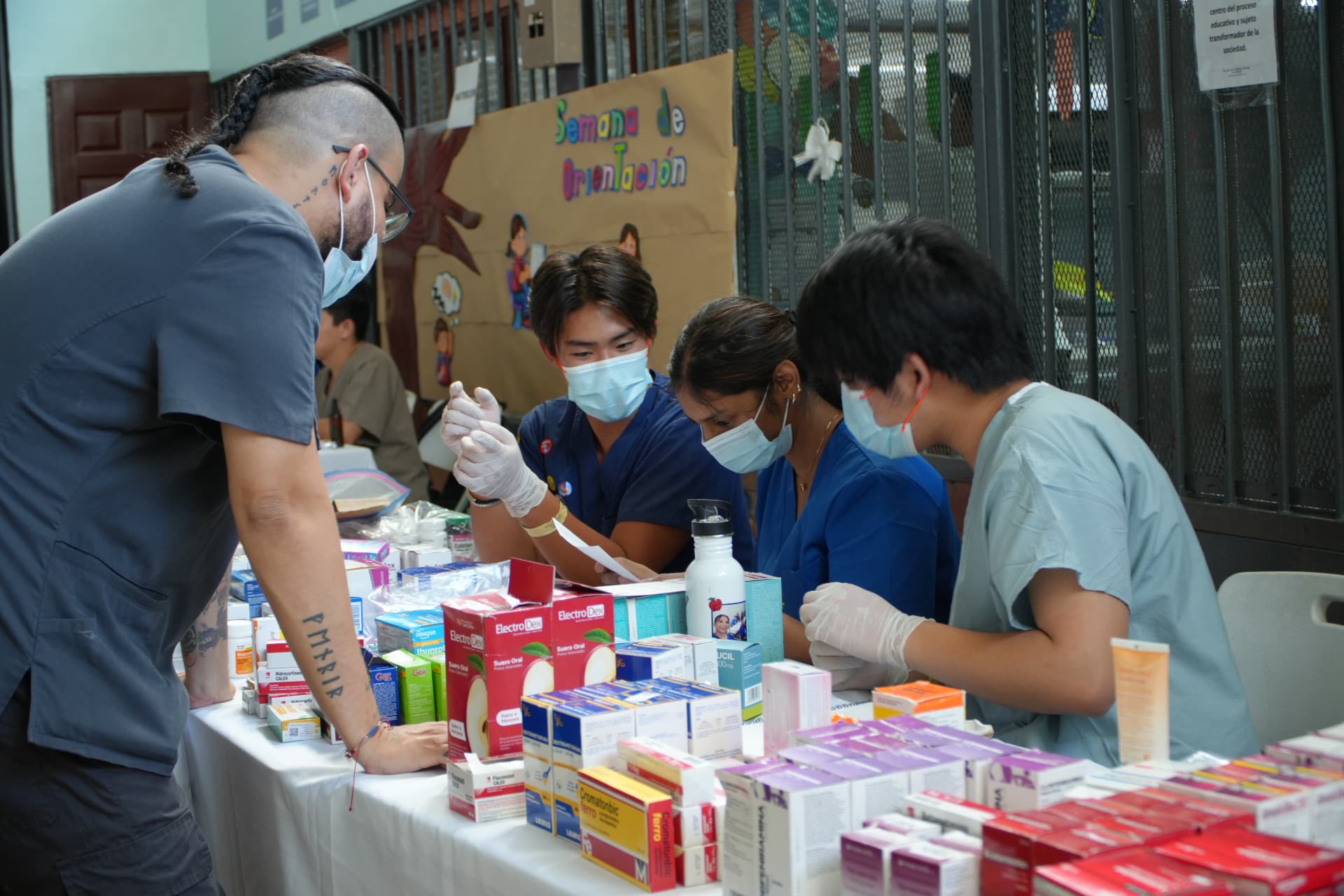 Pharmacy station during a MEDLIFE mobile clinic