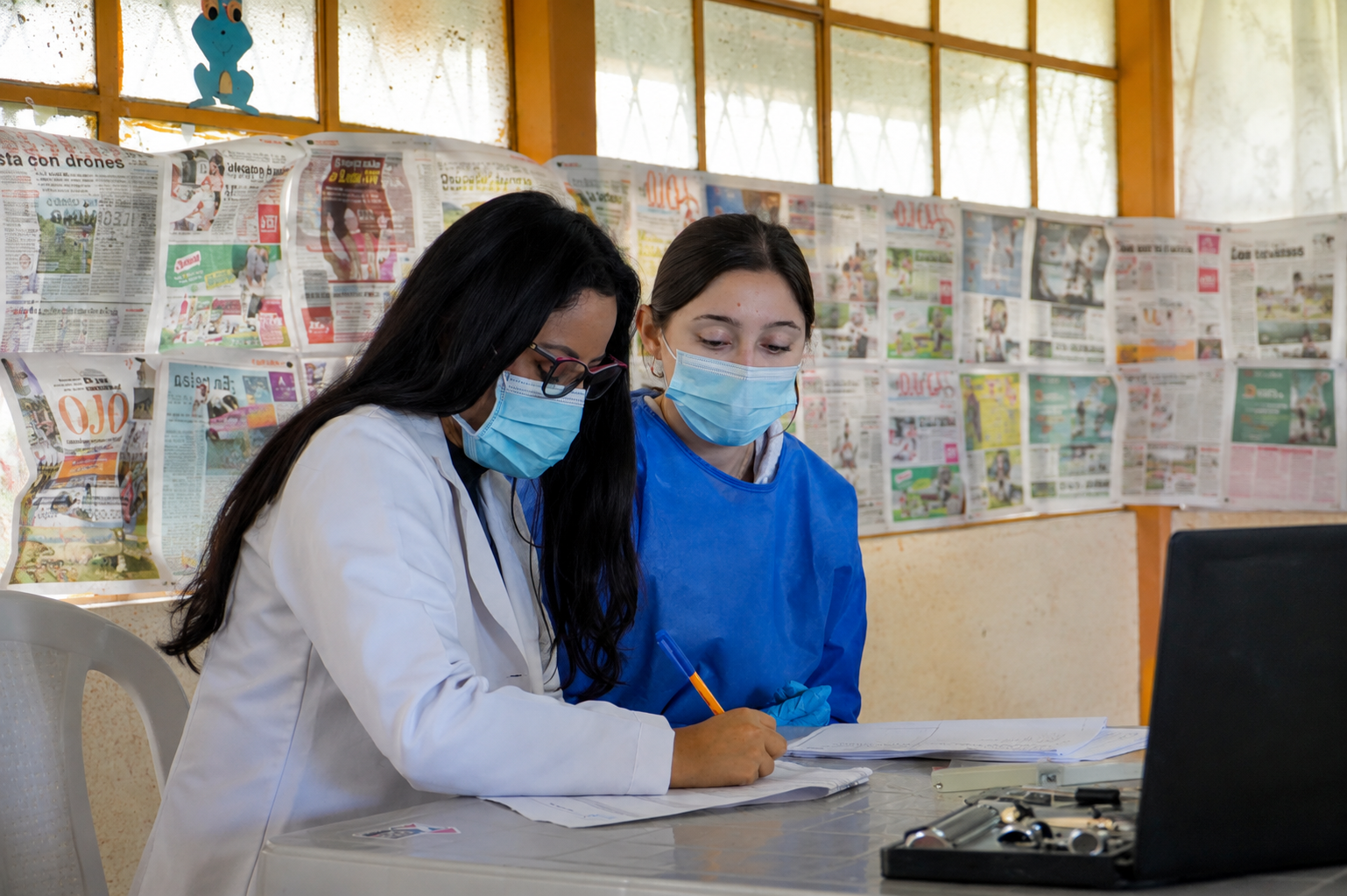 Triage station during a MEDLIFE mobile clinic