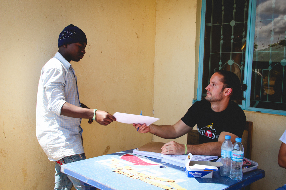 Triage station during a MEDLIFE mobile clinic