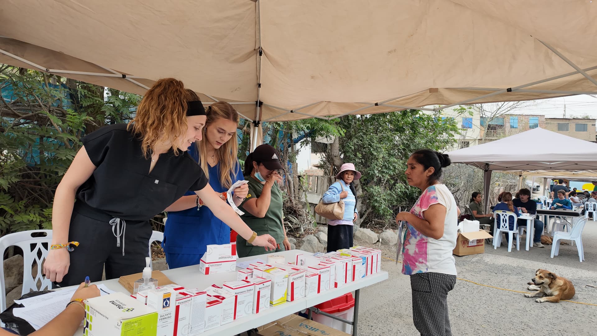 Pharmacy station during a MEDLIFE mobile clinic