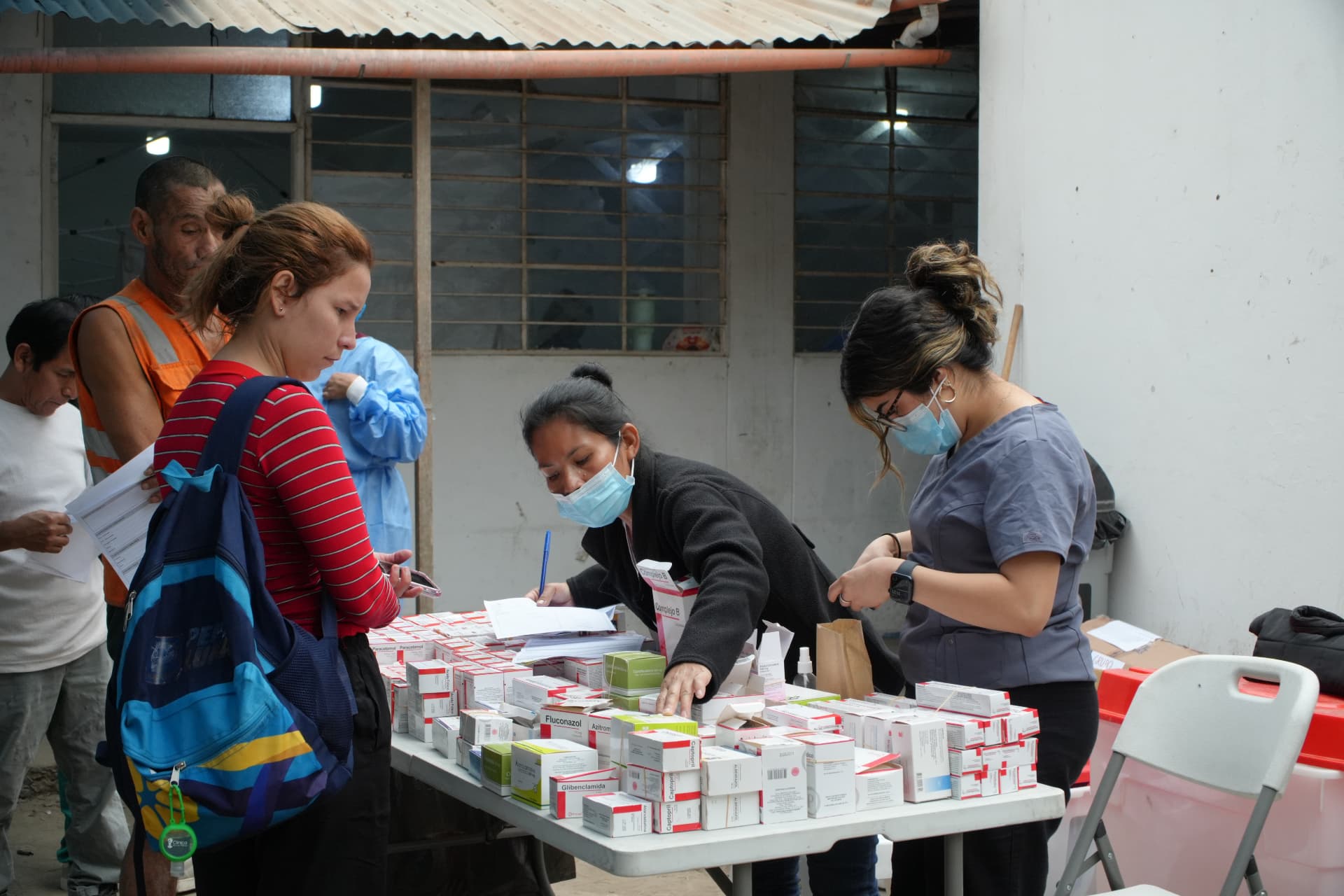 Pharmacy station during a MEDLIFE mobile clinic
