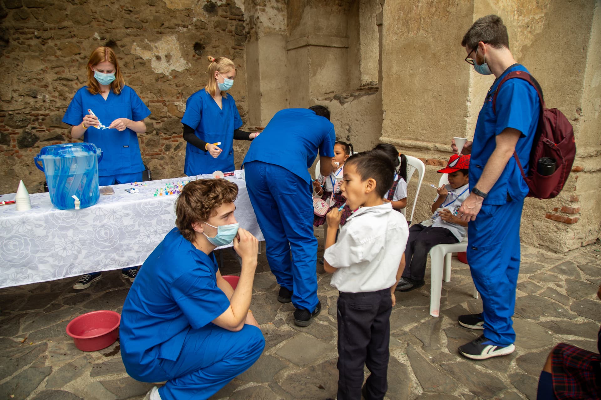 Toothbrushing station during a MEDLIFE mobile clinic
